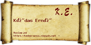 Kádas Ernő névjegykártya